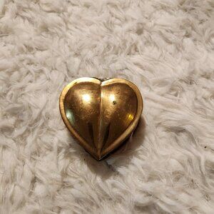 Vintage Heart-Shaped Brass Trinket Box MCM Cottage Fairy Boho